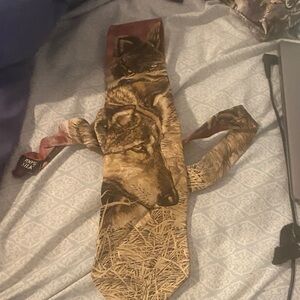Vintage John Dawson Wolf Design Tie in Brown and Tan